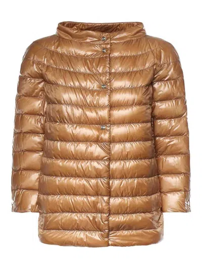 Herno Nylon Down Jacket In Brown