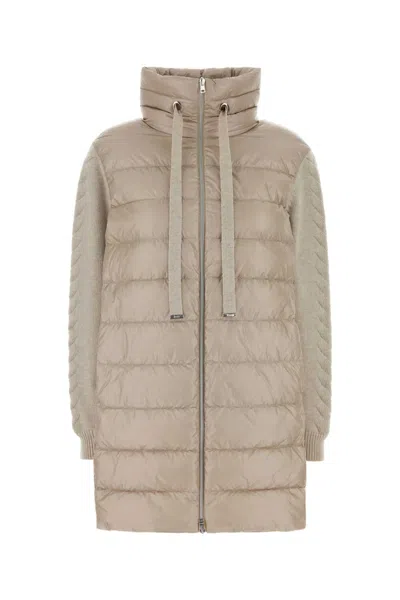 Herno Nylon Down Jacket For Women In Beige O Tan