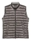 Herno Quilted High Neck Sleeveless Vest With Side Pockets In Gray