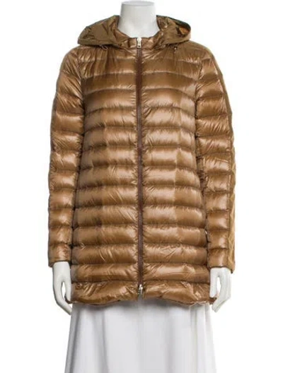 Pre-owned Herno Nylon Faux Fur Coat In Neutral