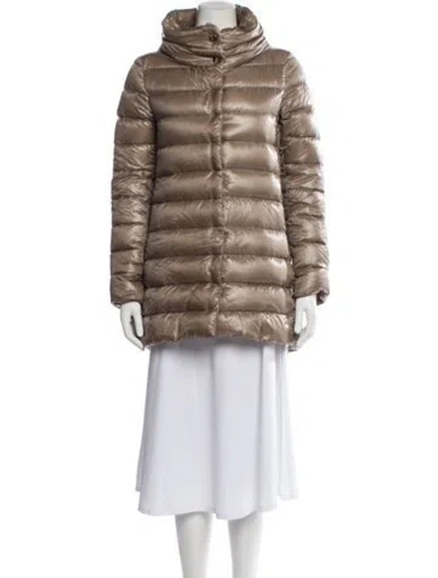 Pre-owned Herno Nylon Faux Fur Jacket In Brown