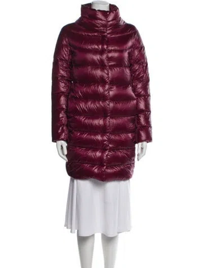 Pre-owned Herno Nylon Faux Fur Jacket In Burgundy