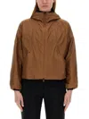 Herno Cropped Brown Nylon Jacket In Beige