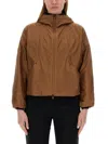 Herno Cropped Brown Nylon Jacket In Beige