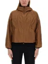 Herno Cropped Brown Nylon Jacket In Beige