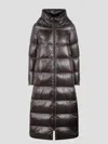 Herno Nylon Long Down Jacket In Brown
