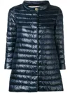 Herno Nylon Midi Down Jacket In Blue