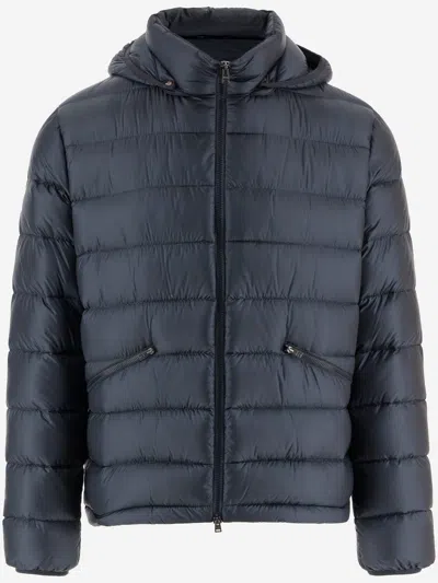 Herno Hooded Quilted Jacket In Blue