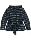 Herno Quilted Padded Jacket With Belted Waist In Blue
