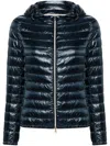 Herno Short Quilted Down Jacket With Detachable Hood In Blue