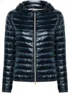 Herno Short Quilted Down Jacket With Detachable Hood In Blue