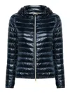 Herno Short Quilted Down Jacket With Detachable Hood In Blue