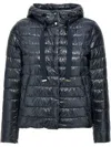 Herno Women Blue Down Jacket With Drawstring Hood And Logo Detail On The Drawstring In Tech Fabric W In Blue