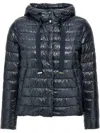 Herno Women Blue Down Jacket With Drawstring Hood And Logo Detail On The Drawstring In Tech Fabric W In Blue