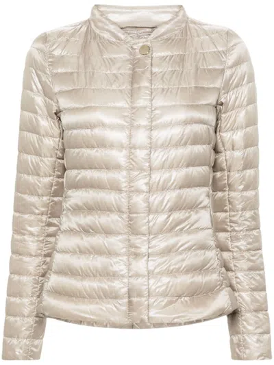 Herno Nylon Short Down Jacket In Neutral