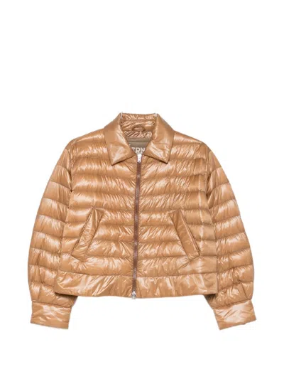 Herno Nylon Short Down Jacket In Animal Print