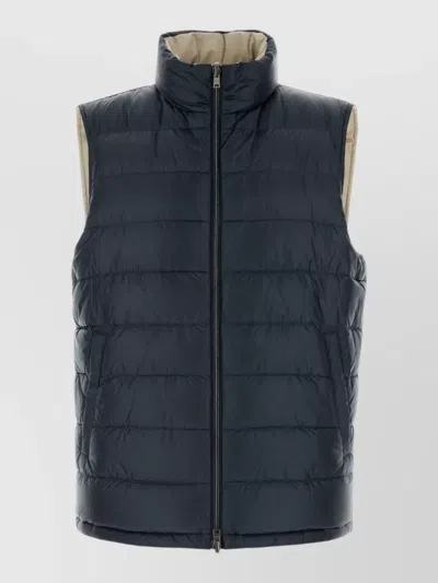 Herno Nylon Sleeveless Down Jacket Casual Fit In Blue
