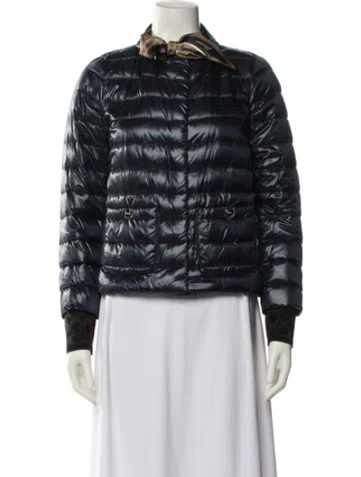 Pre-owned Herno Nylon Striped Down Jacket In Blue