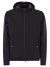 Herno Hooded Jacket With Adjustable Drawstrings And Snap-button Pockets In Black