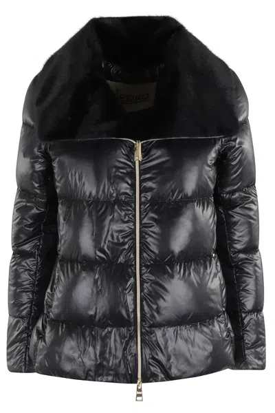 Herno Nylon Ultralighe E Faux Down Jacket In Black