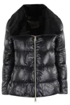Herno A Shape Ultralight Down Jacket With Eco Fur Collar In Black