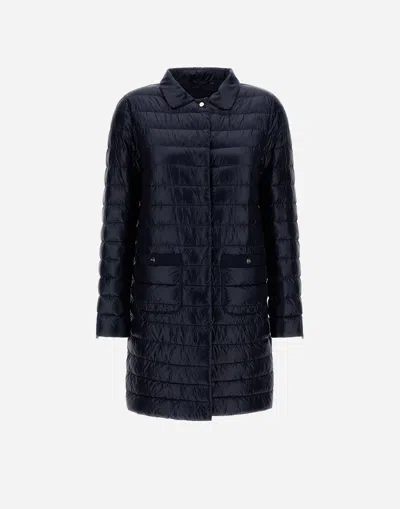 Herno Nylon Ultralight Coat In Navy Blue