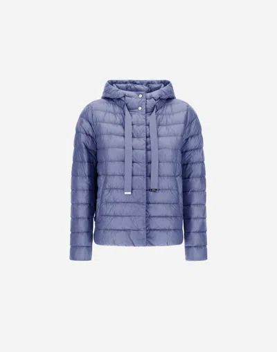 Herno Quilted Hooded Drawstring Puffer Jacket In Blue