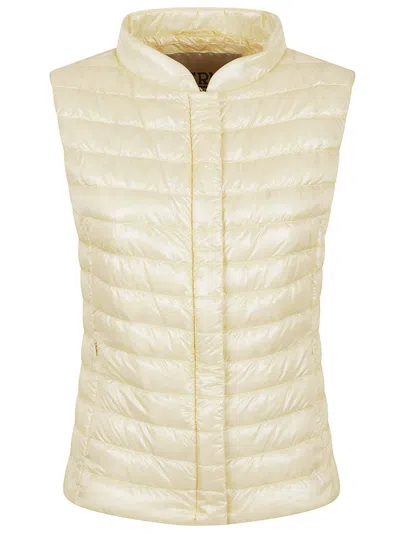 Herno Nylon Ultralight Padded Gilet With Bomber Collar In Beige