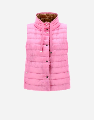 Herno Reversible Sleeveless Jacket In Nylon Ultralight In Paradise Pink