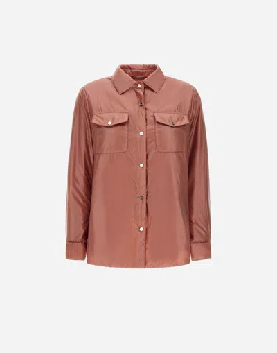 Herno Nylon Ultralight Shacket In Dark Pink