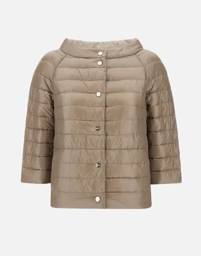 Herno Nylon Ultralight Taupe Down Jacket In Brown