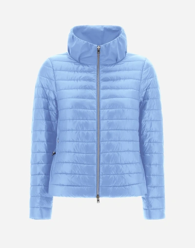 Herno Nylon Ultralight And Techno Taffetà Bomber Jacket In Light Blue