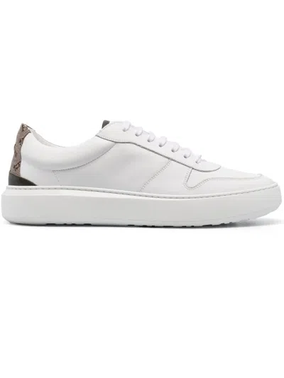 Herno Off-white Calf Leather Sneakers In Bianco Verde