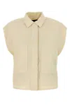 Herno Collared Vest Nylon Front Pockets In Neutral