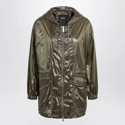 Herno Olive Green Shiny Nylon Parka In Multi