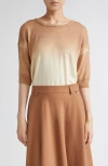 Herno Ombré Elbow Sleeve Wool Sweater In Brown