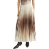 Herno Pleated A-line Midi Skirt With Ombre Abstract Print In Brown