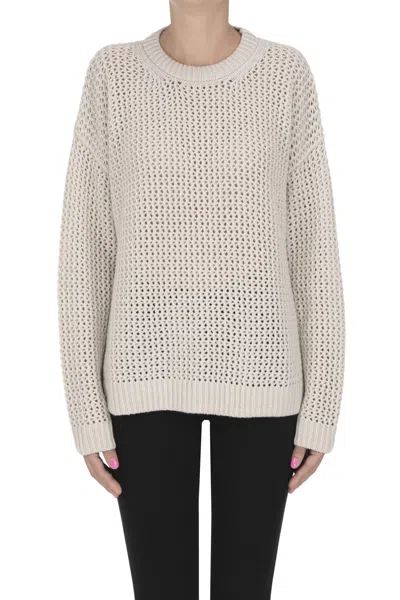 Herno Open Knit Boxy Pullover In Neutral