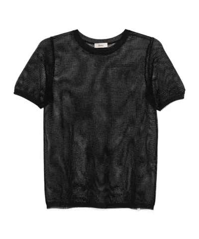 HERNO HERNO OPEN-KNIT CREWNECK T-SHIRT