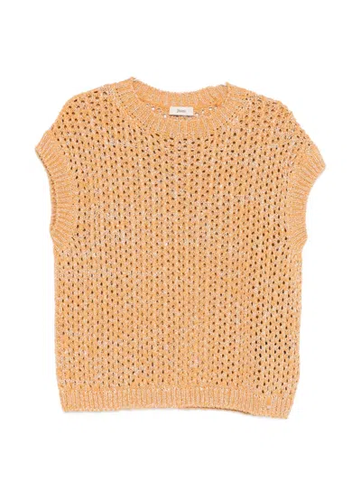 Herno Open Knit Jacket In Brown