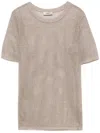 Herno Open-knit Crewneck T-shirt In Neutrals