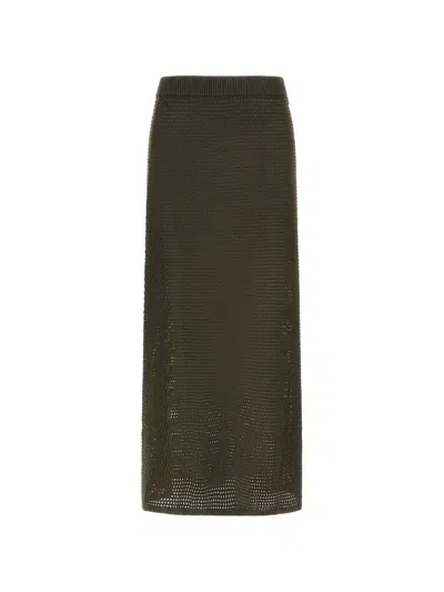 Herno Open-knit Maxi Skirt In Green
