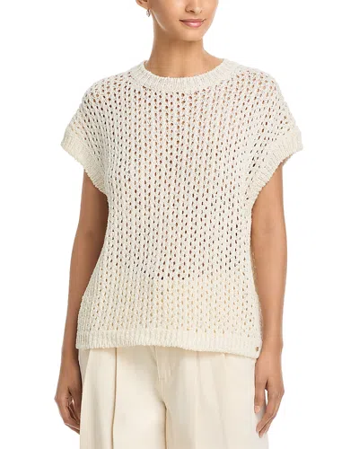 Herno Openwork Short Sleeve Sweater In White