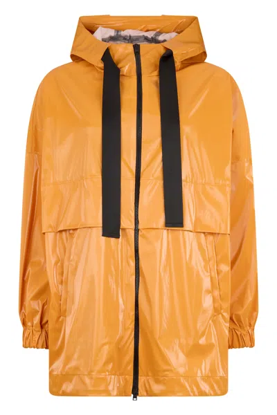 Herno Orange Waterproof Jacket With Hood And Pockets