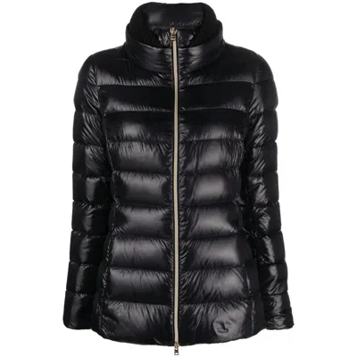 Herno Quilted Puffer Jacket With High Collar In Black