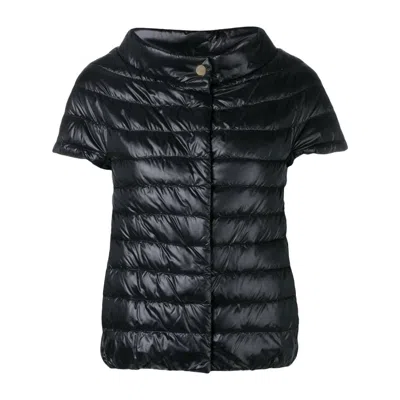 Herno Great Short-sleeved Down Jacket In Black