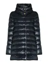 Herno High-collar Navy Quilted Nylon Coat In Blue