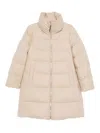 Herno Long Quilted Jacket High Collar In Neutral