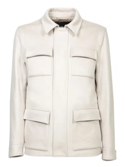 Herno Ivory Cashmere Field Jacket In White