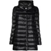 Herno Black High Collar Puffer Jacket With Horizontal Quilting In Black